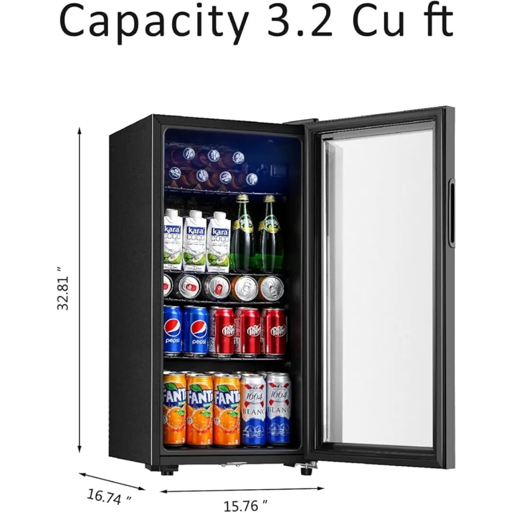 3.2 Cu. Ft Mini Fridge with Freezer, Single Door Mini Fridge, Adjustable Thermostat, Small Compact Refrigerator