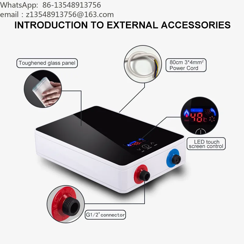 Tankless Instant Electric Water Heater Smart Constant Temp Wall‑Mount Shower Heater in Stock