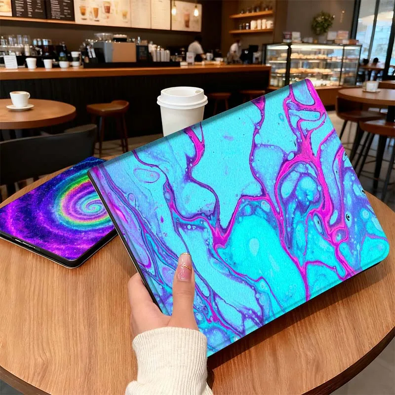 

Blue Pink Swirl Pattern For Samsung Galaxy Tab S10 S9 S8 S7 Lite FE Plus Scratch resistant Pen Tray Tablet Case Gift