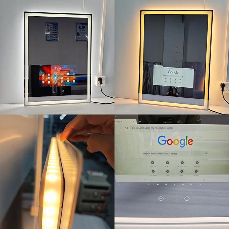 Casa tela de toque espelho banheiro tv inteligente espelho à prova dwaterproof água tv espelho beleza inteligente