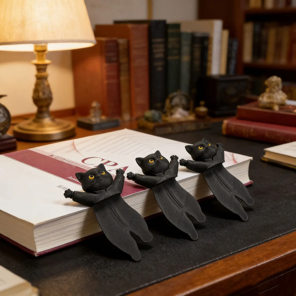 3D Stereo Black Cat Bookmark, Creative and Quirky Animal Page Clip, Student Reading Marking Tool