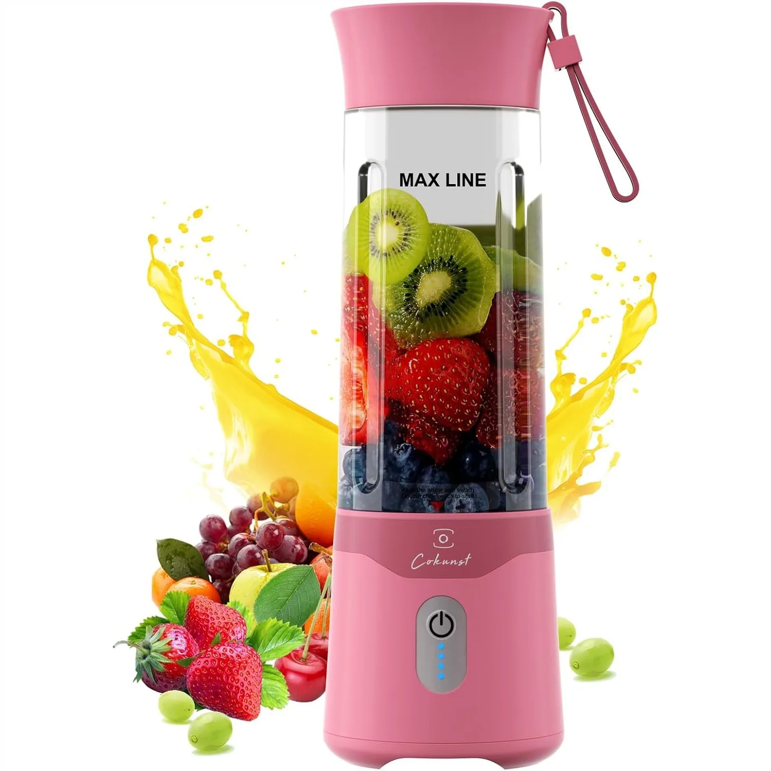 

18oz Portable Blender, USB Rechargeable Personal Blender with 6 Blades for Smoothies & Shakes, Mini Juicer with Extra Handle Lid