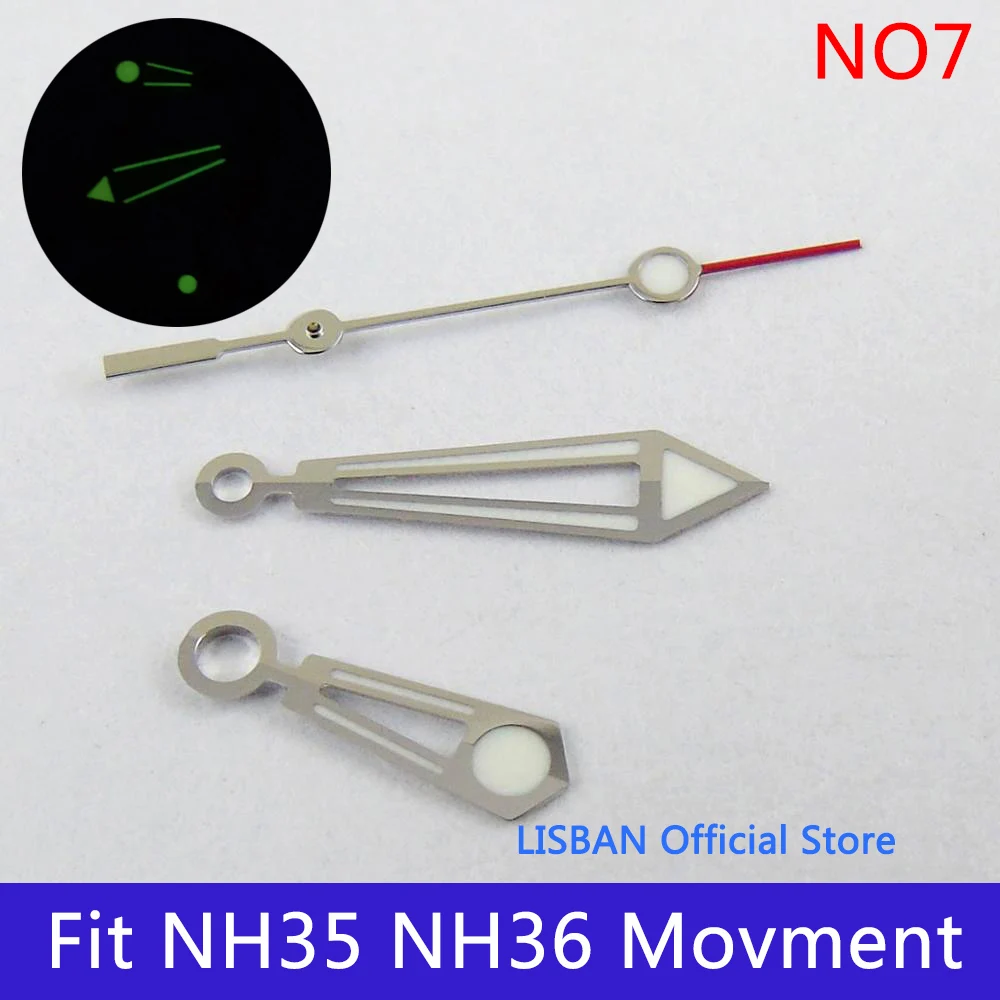 Lisban Watch Hands Green Luminous Hands fit NH35 NH36 ETA 2836 2824 Miyota 8205 8215 821A Mingzhu DG2813 3804 PT5000 Movement