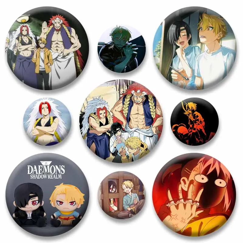 Anime Daemons of The Shadow Realm Lapel Pins Funny Manga Badge Yuru Hidari Asa Cartoon Brooch Clothes Backpack Accessories Gifts