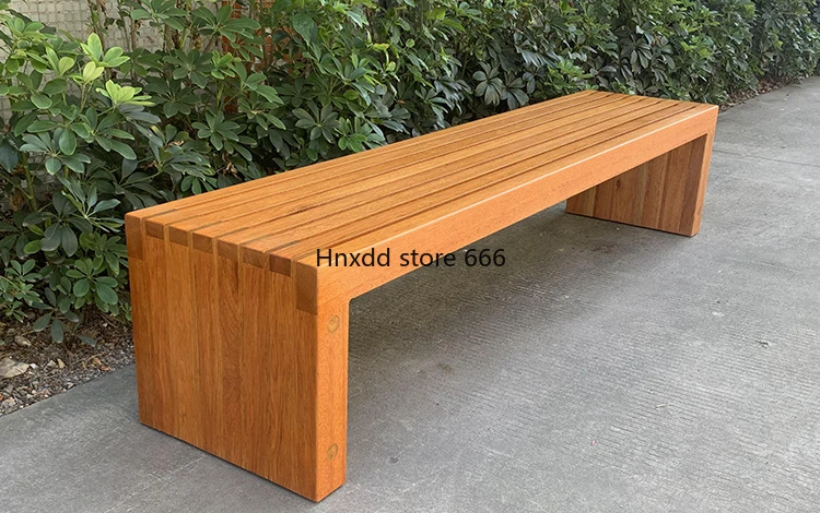 Outdoor anti-corrosive solid wood seat wooden bench