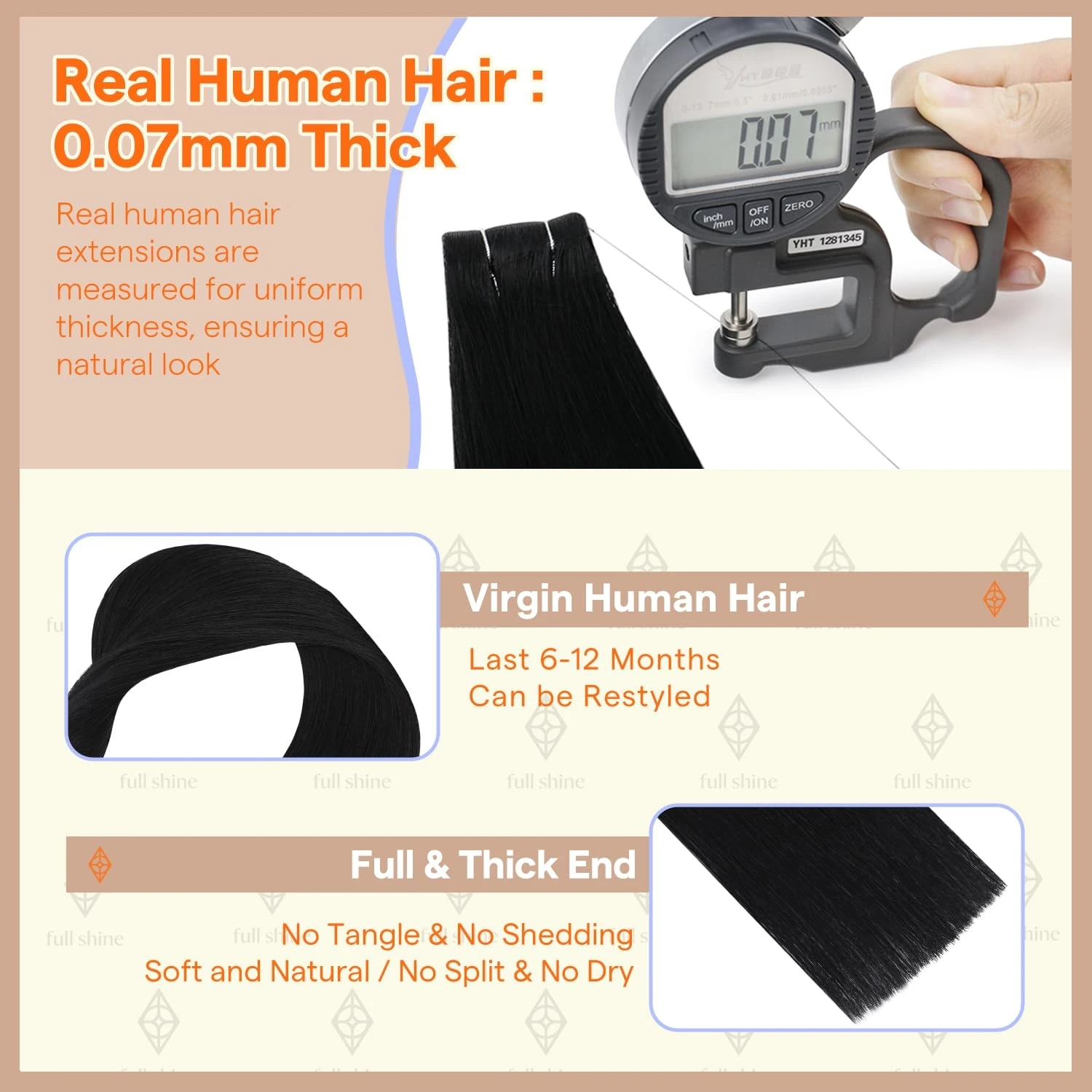Full Shine Injection Virgin Tape Hair Extensions Invisible Tape in 100% Real Straight Human Hair for Women