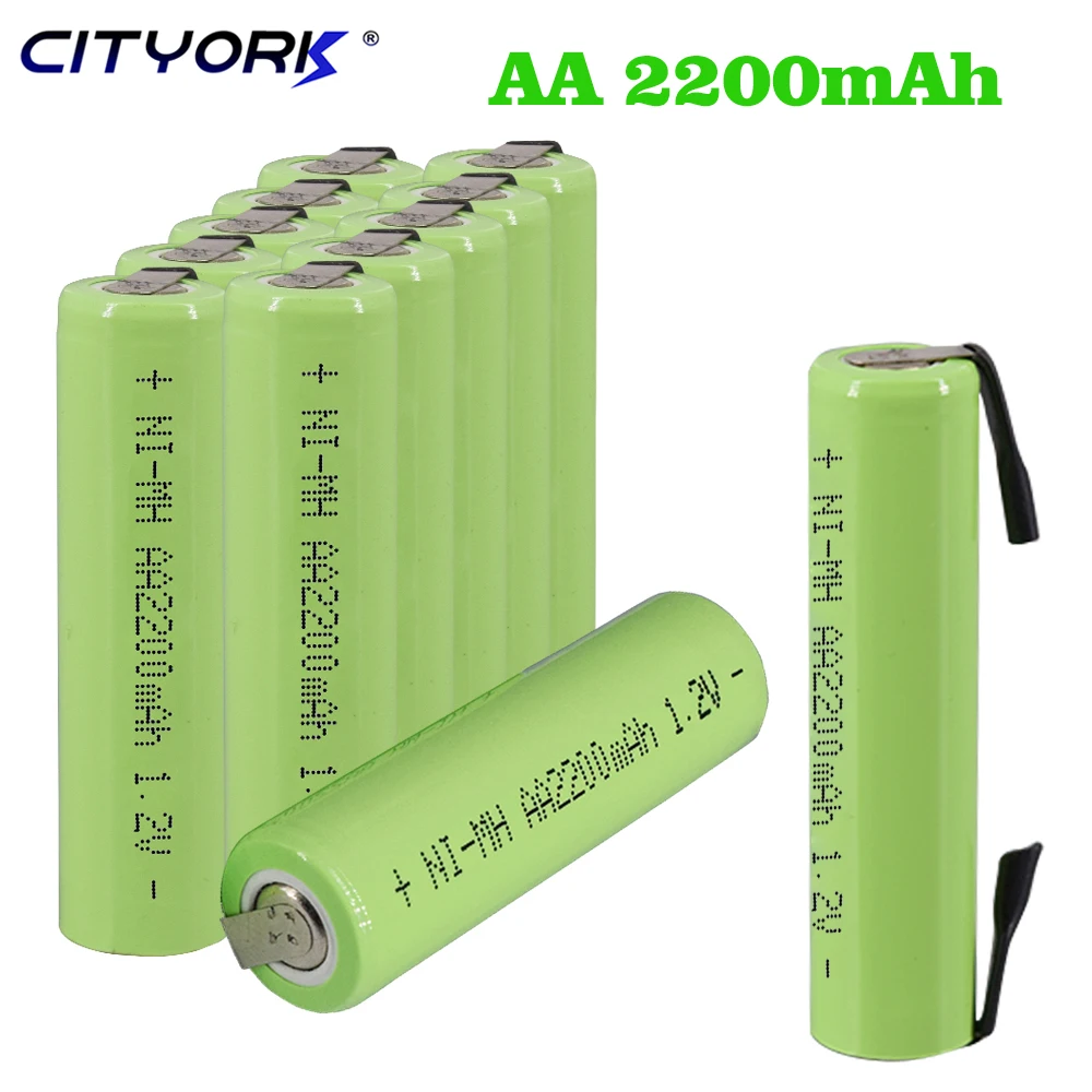 

CITYORK Battery AA 2200mAh 1.2V Rechargeable NiMH aa Batteries with welding tabs For Philips Electric Toothbrush Shaver 2A