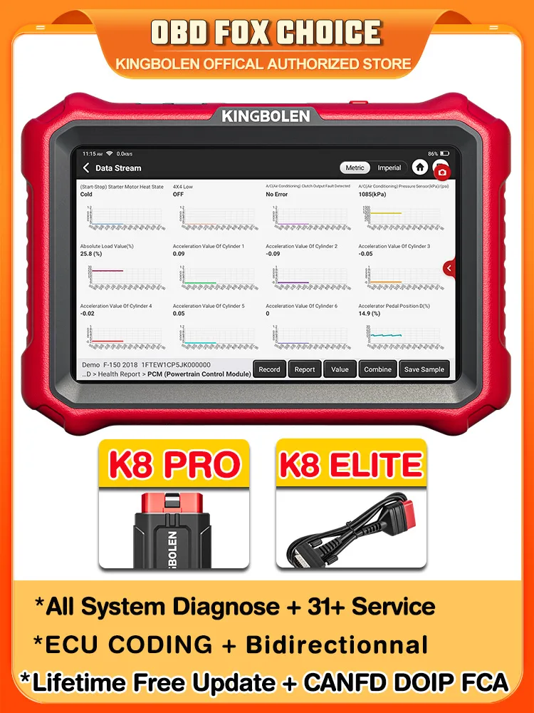 KINGBOLEN K8 PRO ELITE Bluetooth OBD2 Scanner ECU-Codierung Bidirektional 40+ Service CANFD DOIP FCA Auto-Diagnosegeräte