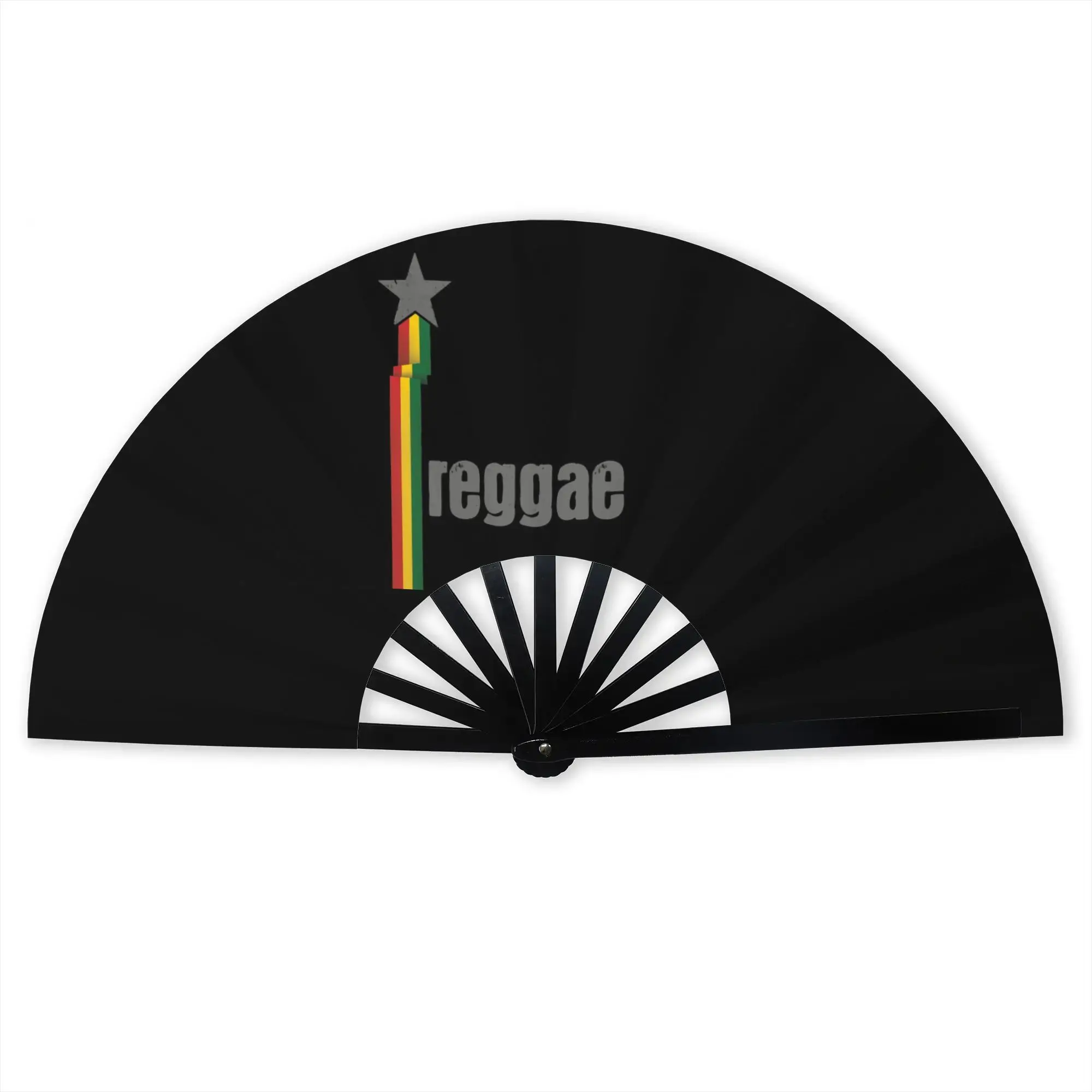 Rasta Colors Reggae with Star Hand Fan Promotional Gift Wedding Jamaican Pride Durable Folding Fans Novelty Bulk Pack Fan