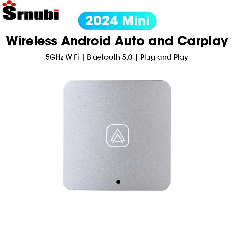 Mini Wired To Wireless Carplay & Android Auto Plug And Play 5G WIFI Bluetooth 5.0 2 In 1 Smart AI Box Adapter For Universal Car