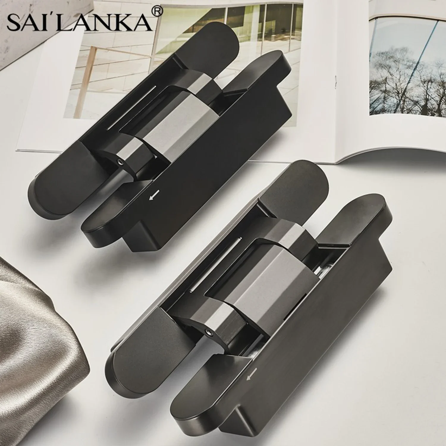 SAILANKA 2024 Invisible Hydraulic Hinge Concealed Hidden 180 Degree Swing Hinge Door Close Mortise Mount Concealed Cross Hinge