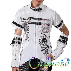 2023 Y2k Men's Shirt Kill Matt Rock Punk Clothes Japanese Korea Graffiti Skull Clothing Rivet Buckle Shirt with Visual Rivets