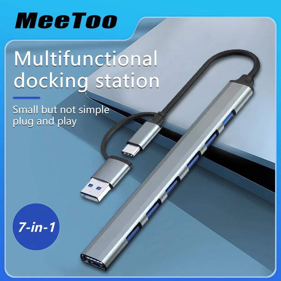 7-IN-2 USB3.0 HUB USB C HUB 5Gbps High Speed Transfer USB Splitter C- To-USB OTG Adapter for Macbook 13 15 Air Mi Pro PC Laptop