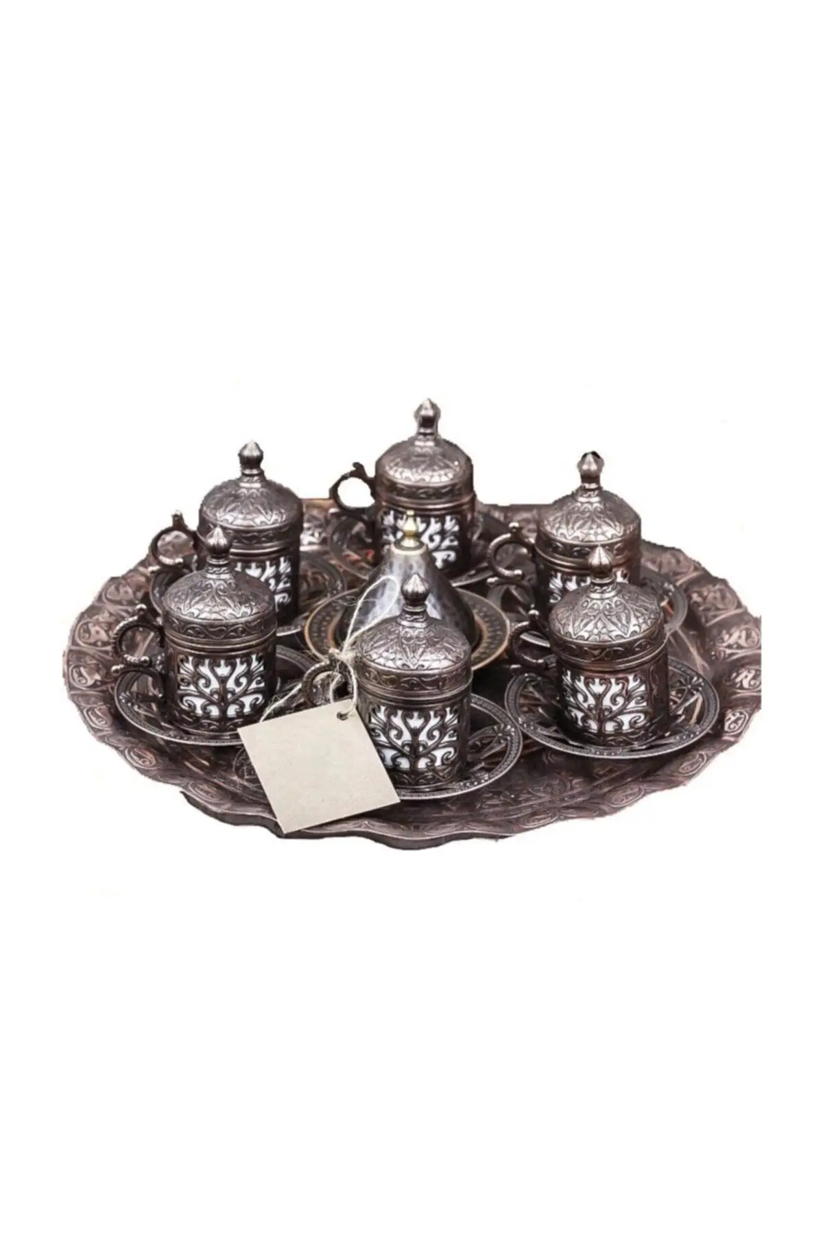 

DOLBOVI 6 Personality Silver-Copper Ottoman Patterned Turkish coffee cup Pad-Tray Lokum cup Set handmade espresso cup