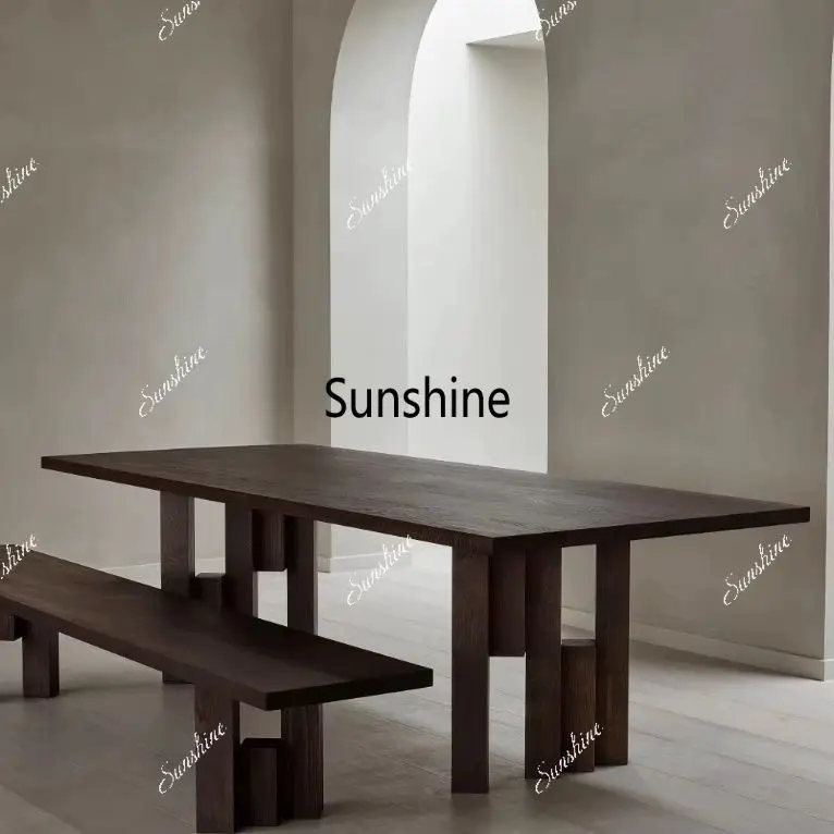 Simple and modern negotiation table Solid wood household rectangular dining table