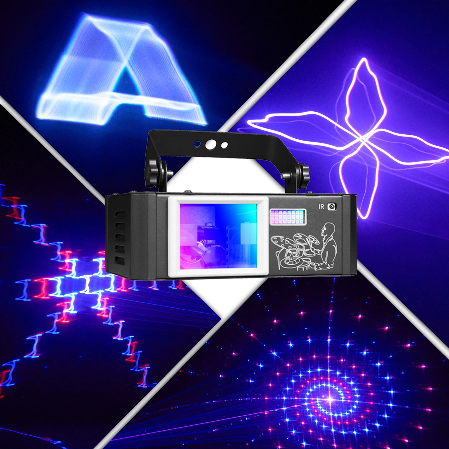 

3D party lights, fullcolor disco DJ laser lights 5in1 effect stroboscopic lights sound activation and DMX control ambient lights