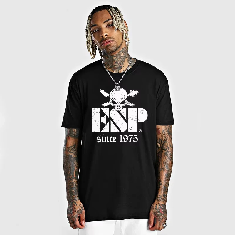 

2025 ESP Electric Guitar Around The Summer New Cotton Short-sleeved T-shirt Rock Band Guitarist Practice Dress T-shirt