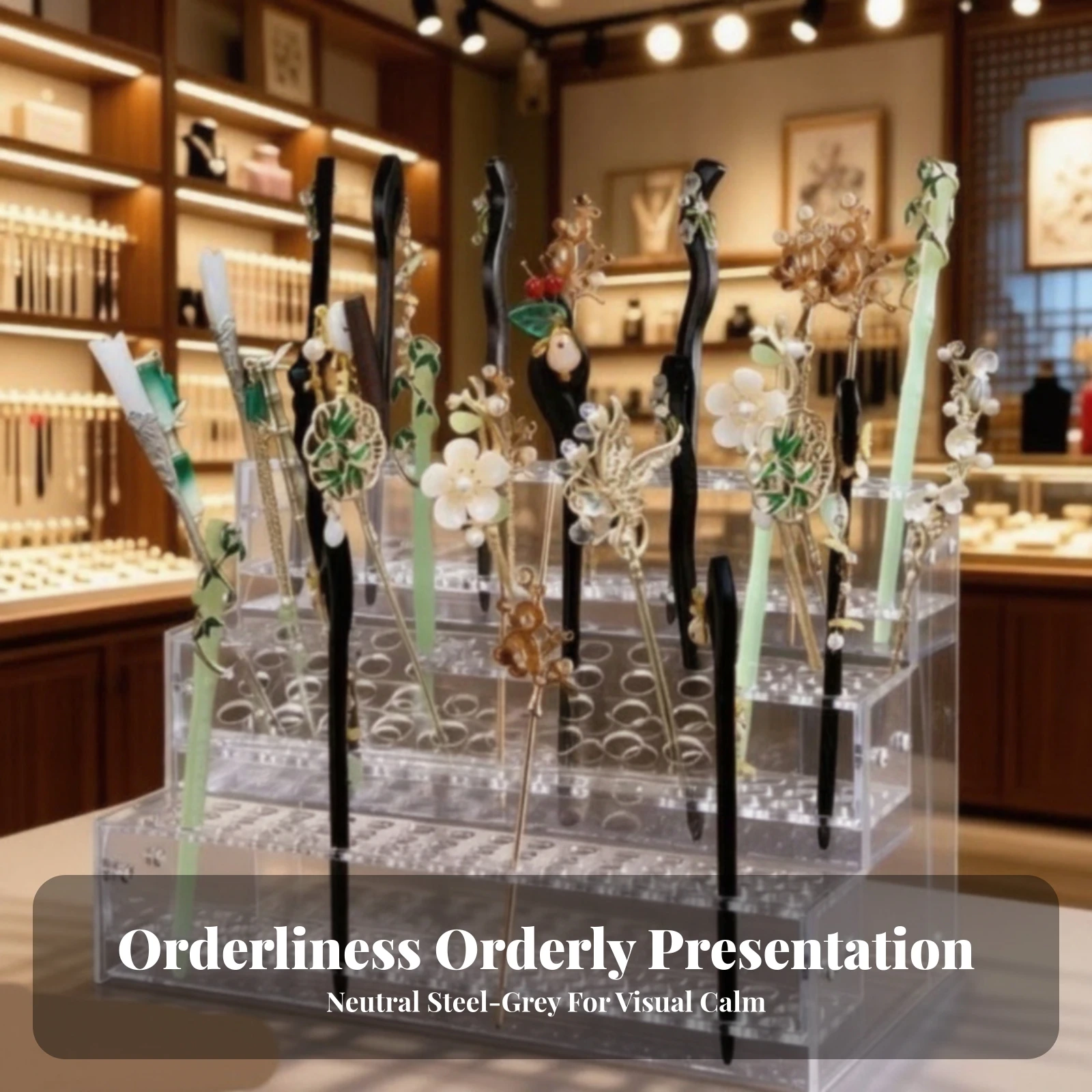 Freestanding Countertop Organizer with Dedicated Openings Space-Saving Jewelry and Hair Accessory Organizer for Dressing Table