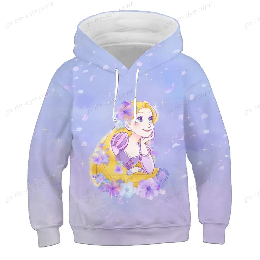 Ragazze Autunno/Primavera Jasmine Princess Felpe con cappuccio a maniche lunghe New Fashion O-Collo Felpe Disney Cartoon Casual Top con cappuccio