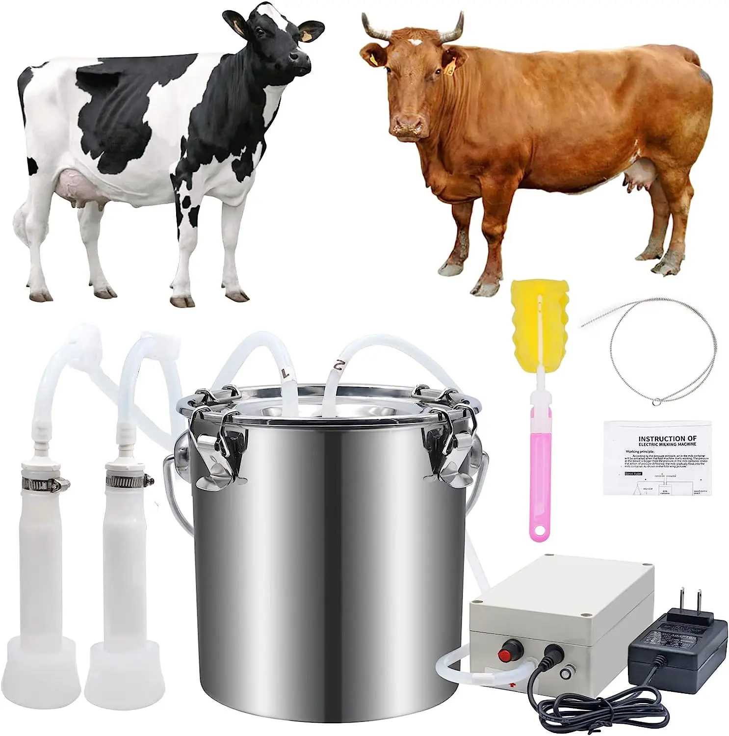 

3L Electric Milking Machine With Bucket Electric Automatic Adjustable Vacuum Pump Milking Supplies For Cow Sheep Farm Equipment