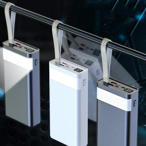 Большая емкость 30000 мАч Power Bank с двумя портами USB, быстрая зарядка для iPhone 15 14 Xiaomi Samsung, портативный запасной аккумулятор Powerbank