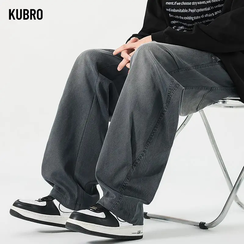 

Новые брюки-карго, осенние мужские Y2K, свободная прямая одежда больших размеров, однотонная универсальная рабочая одежда, спортивные повседневные мужские брюки для бега