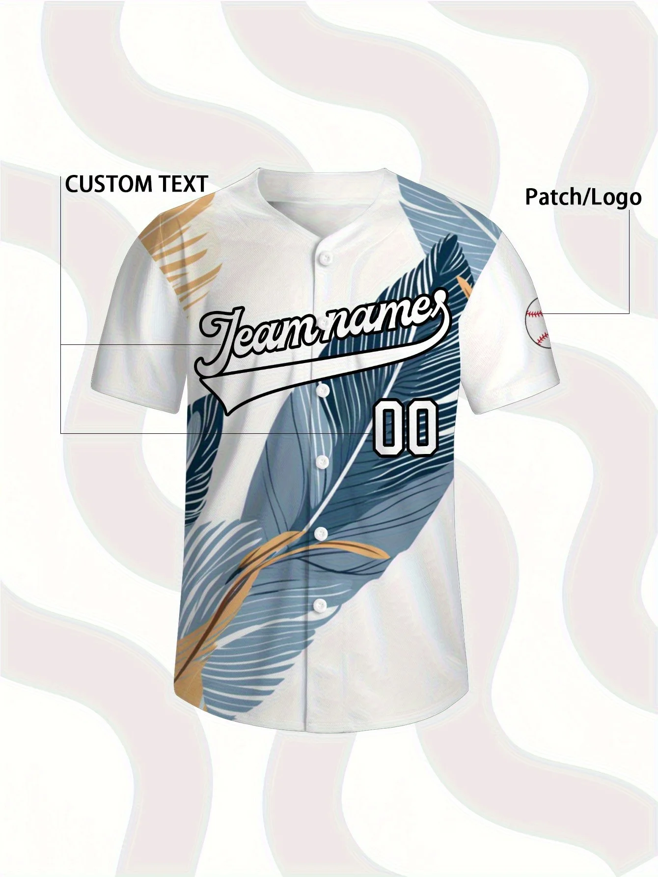 

Custom Camo Baseball Jersey Mens Personalized Team Name Number Button Shirt Breathable Sports Uniform To