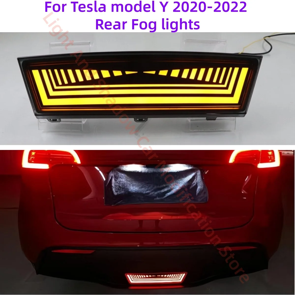 

Для Tesla model Y 2020-2022 Задние противотуманные фары Задняя планка Модифицированный противозадний предупреждающий задний фонарь Тормозной пилотный фонарь Три функции
