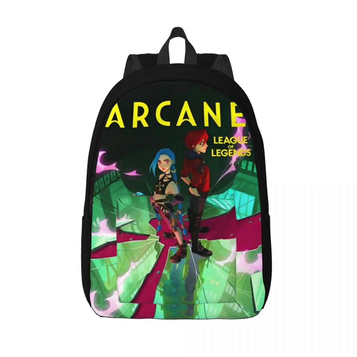 Arcane Jinx And Sister Vi Cool Backpack Outdoor High School Business Animation  Daypack for Men Women College Shoulder Bag