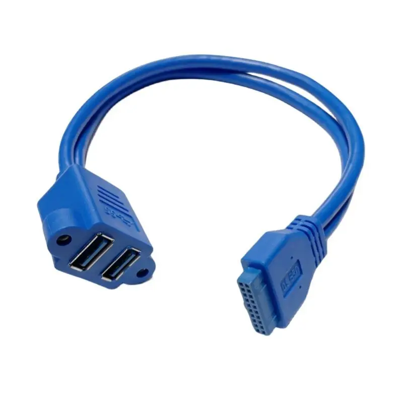 USB3.0 Motherboard 20Pin Female to Double-Layer A Female With Ear Screw Hole Adapter Cable, Chassis Rear Expansion Board Cable
