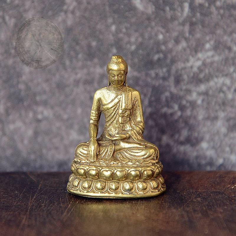 

Brass Sakyamuni Buddha Figurines Miniatures Desktop Ornament Antique Copper Dharma Master Statue Decorations