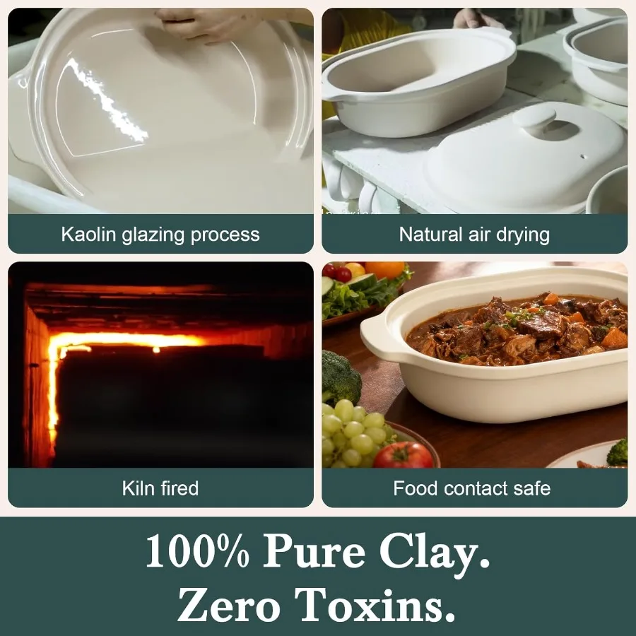 MAGNIFIQUE 4 كوارت طاجن قابل للبرمجة طباخ بطيء 8in1 طباخ متعدد مع قطعة خبز حجرية غير سامة قابلة للإزالة لـ Coo الصحية