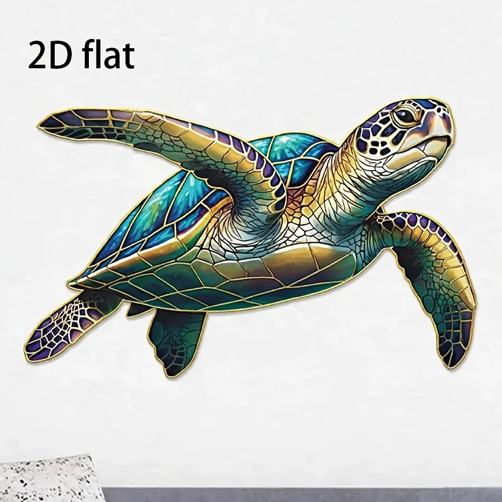 CIFBUY 1pc 2D Flat Metal Sea Turtle Wall Art, Vibrant Ocean Theme Decor, Unique Indoor & Outdoor Home Ornament