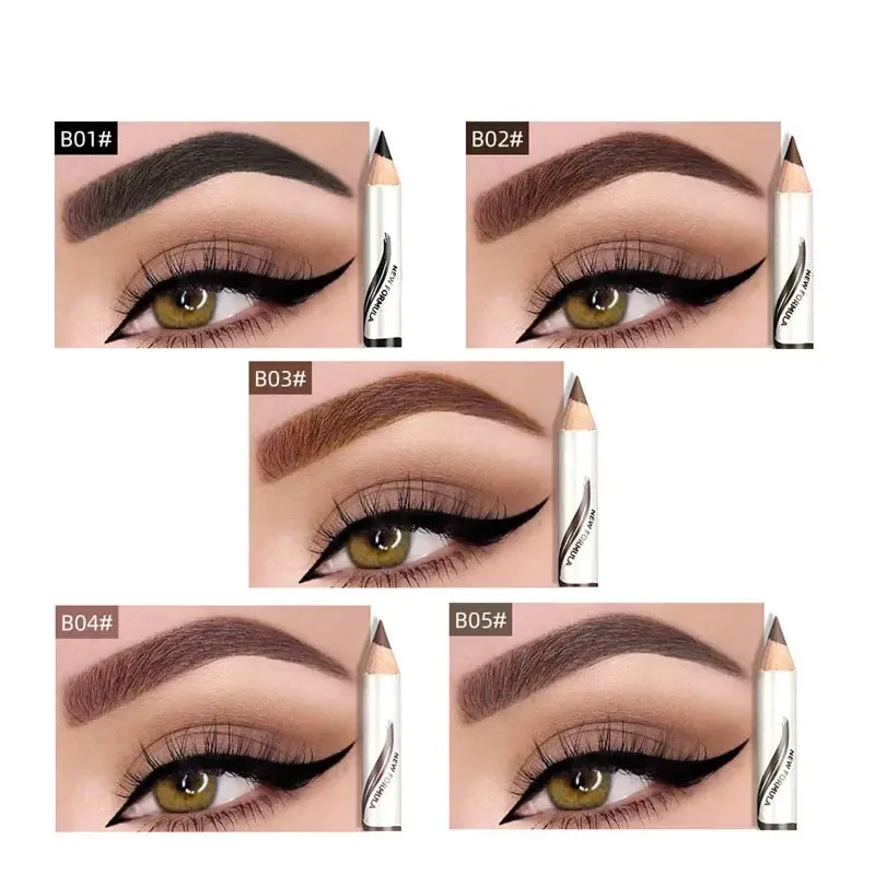 Hard Core Eyebrow Pencil, Thin Eyebrows with Eyebrows, 12 Pieces, Five Colors with Distinct Roots