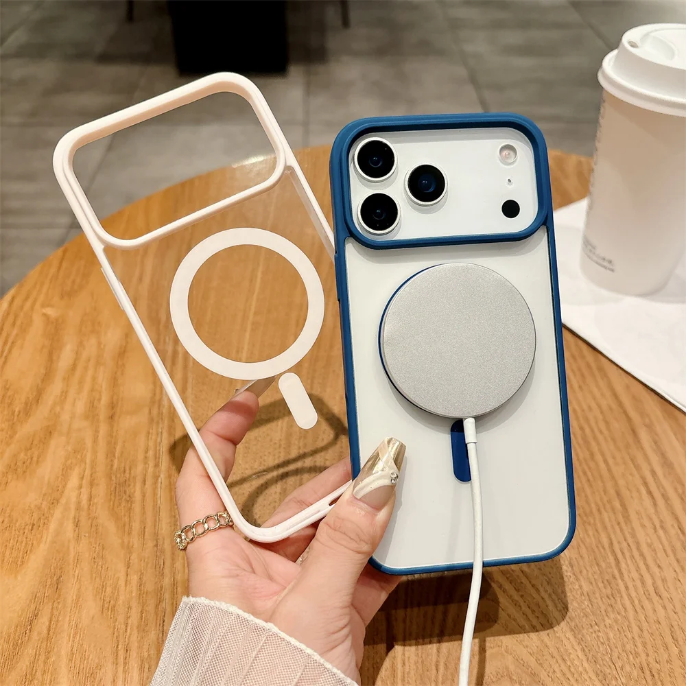 Shockproof for Magsafe Magnetic Phone Case for IPhone 13 12 Mini 17 Air 16E 16 15 14 11 Pro Max Plus Transparent Acrylic Cover - náhled 5