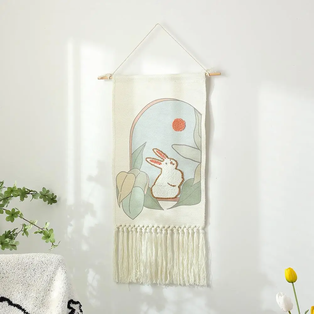 Nordic Style Embroidered Wall Tapestry Spring New Arrival  3D Stitched Cotton Thread Bedroom Living Room Decorative H...