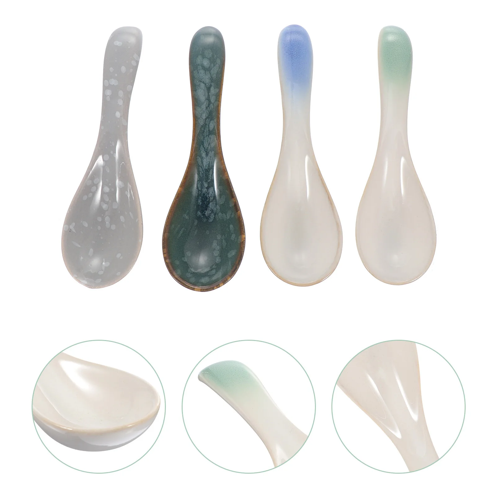 4 Pcs Specific Decorative Effects Spoons Chinese Soup Cutlery Food Asian Japanese Ceramic Serving Style Porcelain