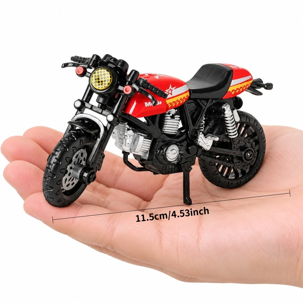 1:18 Vintage Cafe Racer Motorcycle Set, Retro Diecast Toy Model, Random Color and Style, Back-to-school Season