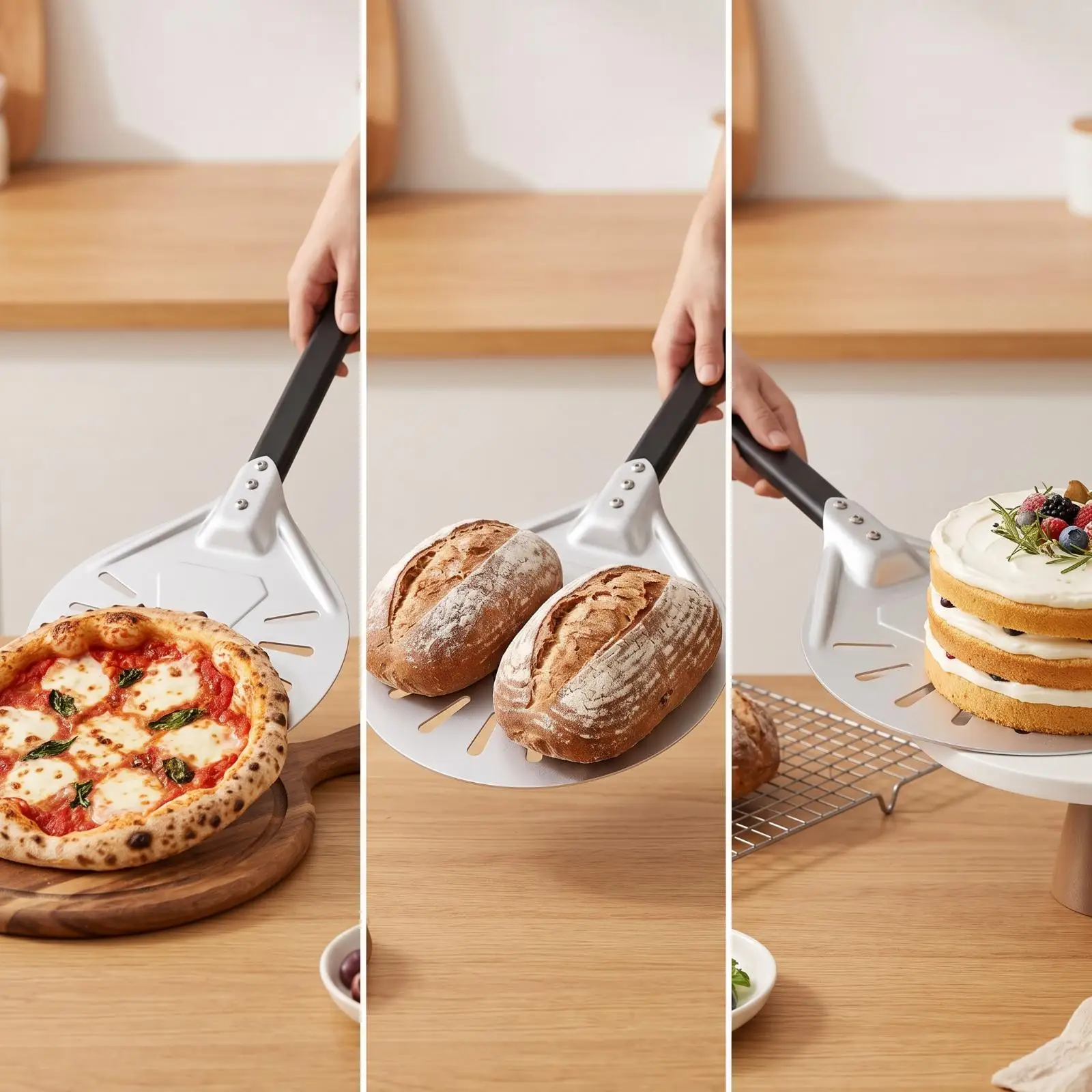 Pizza Transfer Shovel Flat Circular Head Peel Prevents Sticking Efficient Oven Transfer for Homemade Pies