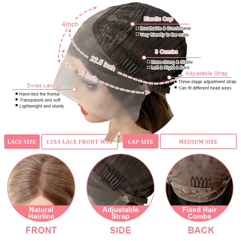 Warm Colored Wig Loose Wave Middle Parting Brown Roots High Quality Synthetic Lace Wig Female Realistic Look Hairline Daily Wigs