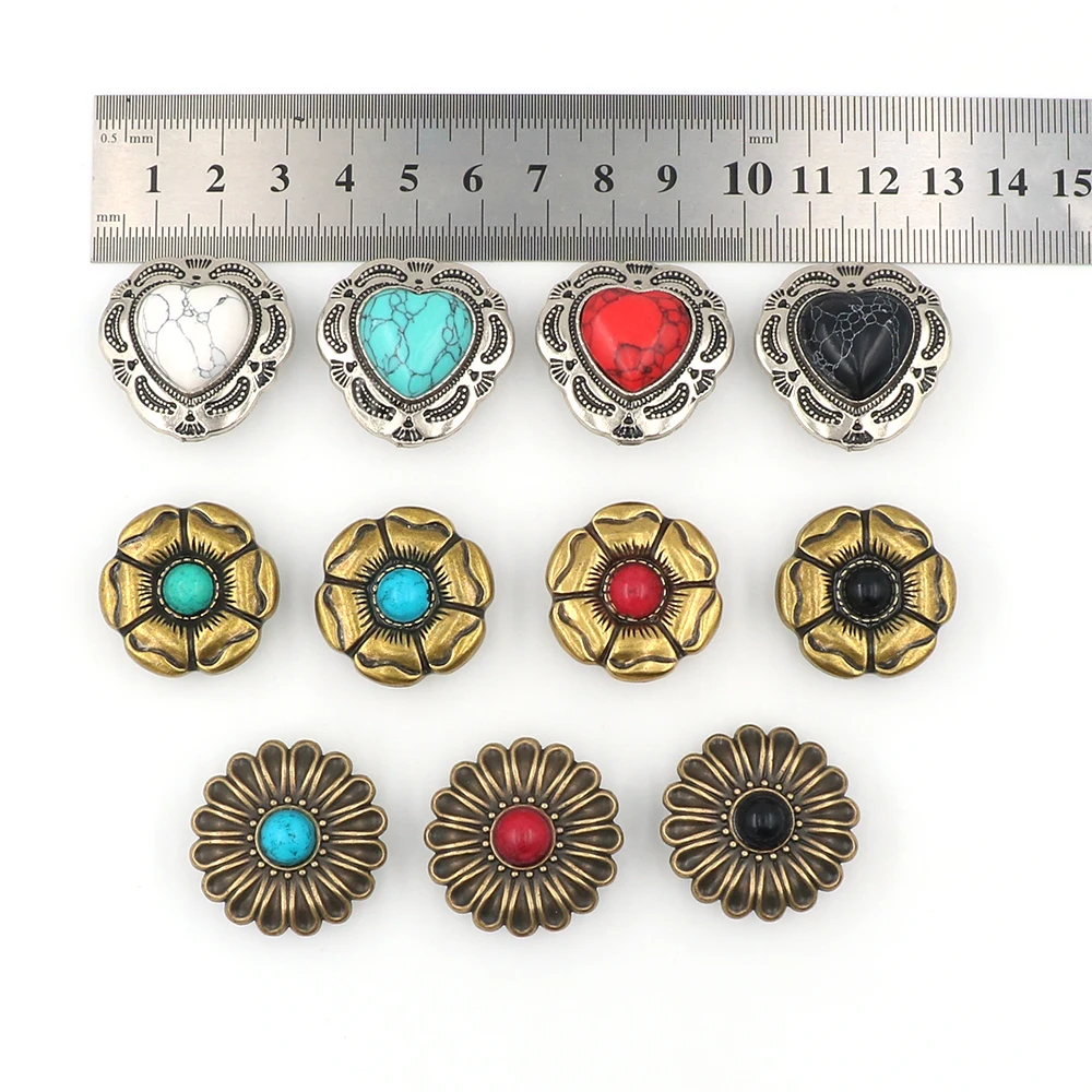 Shoe クロックス Charm Decorations Silvery Heart Shape Turquoise Metal Golden Flowers Sandals Accessories Punk Style Kids Gift 1 Pcs view 4
