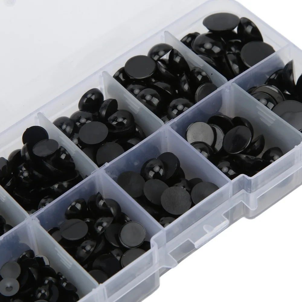 360pcs Making Black Eyes Plastic Flatback Eyes Round Button Eyes Making