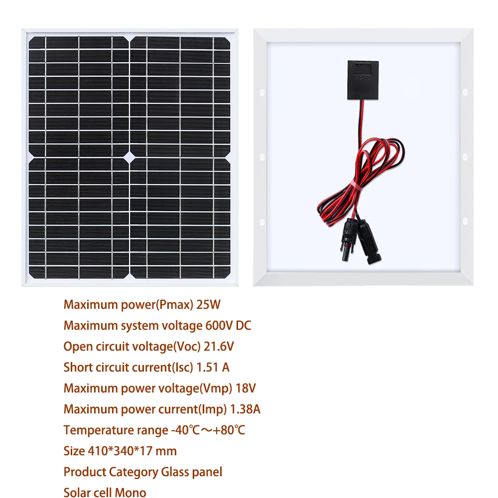 BOGUANG Rigid Glass Solar Panel Monocrystalline Cell High-efficiency 10W 25W 50W 100W 200W Power Generation PV Panel charge