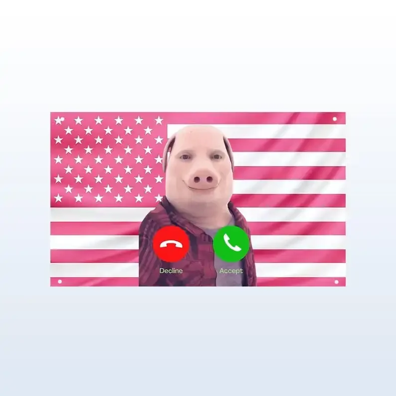John Pork Is Calling Flag Funny John Pork Meme Tapestry Garage Decoration for Bedroom Stuff Outdoor Decors Advertising Wall Art