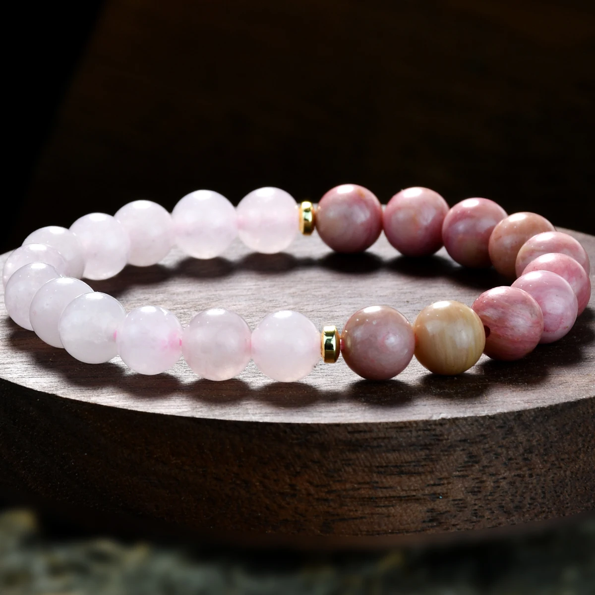 Rose Quartz Rhodochrosite Beads Mixed Bracelets Natural Stone Handmade Jewelry Bohemian Women Summer Vacation Pink Bracelet