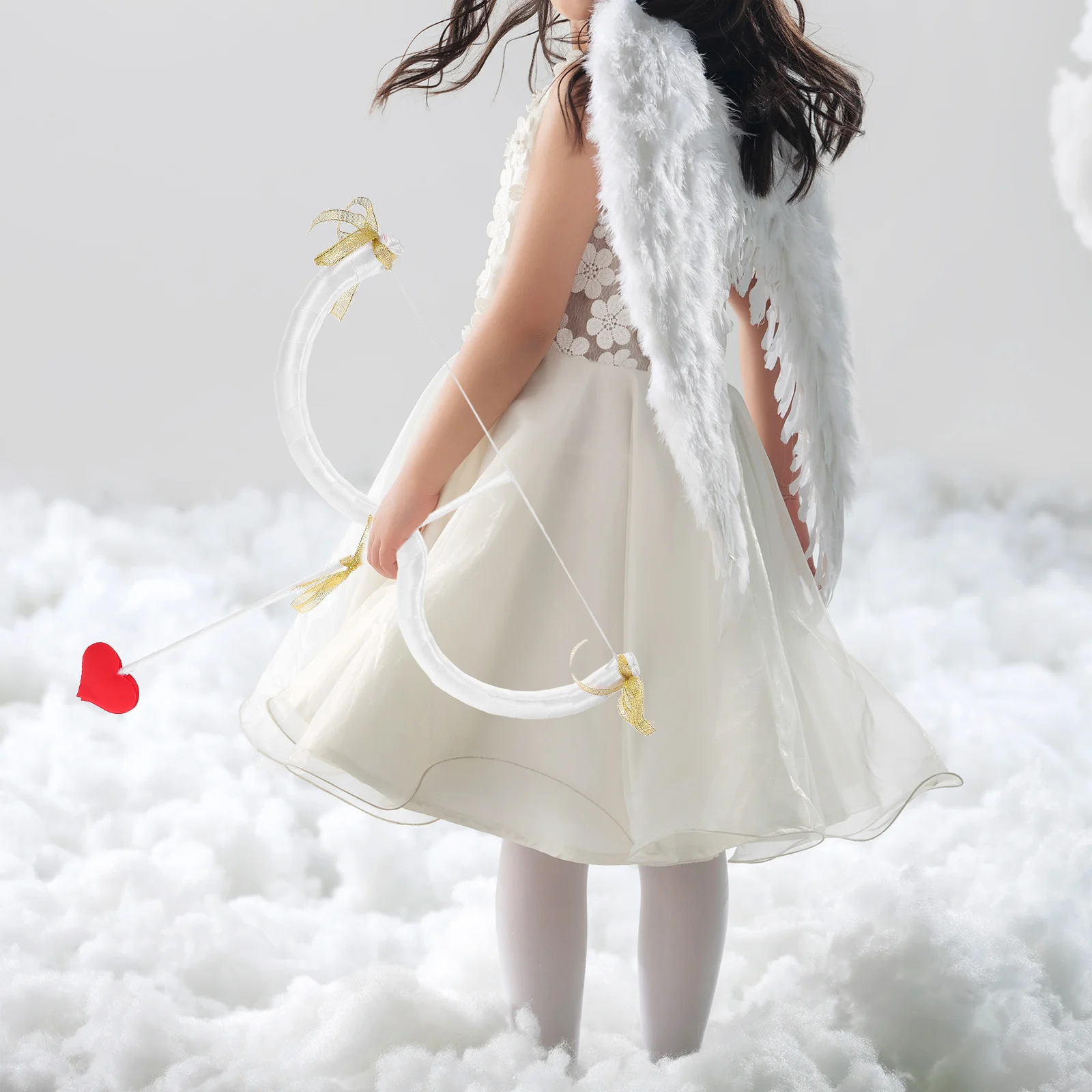 1 Juego de lazos de flecha de Cupido, accesorios de disfraz de Cupido para fiesta de San Valentín, accesorios de flecha de arco de Cosplay para actuación de sesión de fotos