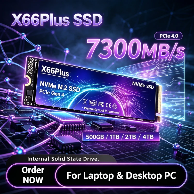 X66Plus M.2 NVMe SSD Hard Disk high speed 7300MB/s PCIe 4.0 Internal Solid State Drive 500GB/1TB/ 2TB/4TB For Laptop Desktop PC