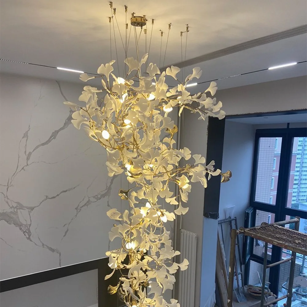 High Quality Ceramic Flower Ginkgo Shape Home Bedroom Living Room Lighting Chandelier Light Fixture