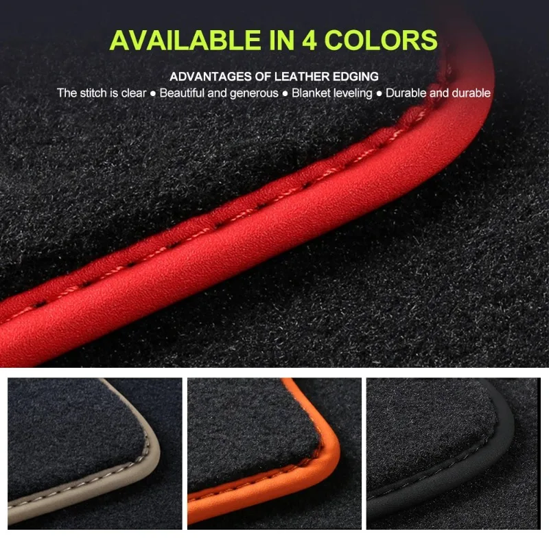 Alfombrilla de coche para Audi A3 2013-2020 Sedan 8V Saloon gamuza de poliéster antideslizante respaldo negro borde embellecedor de encuadernación roja