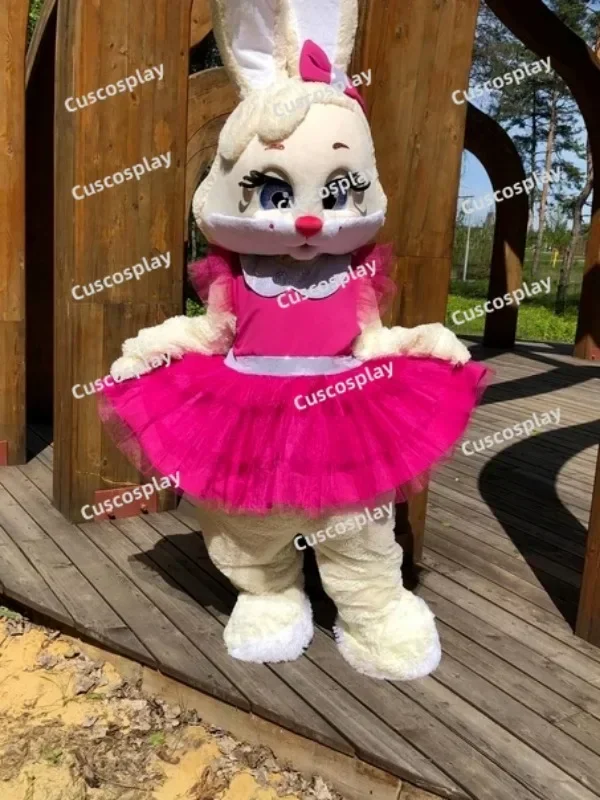 

Pink Dress Easter Bunny Mascot Costume Bear Character Amusement Parkfunfair Animation Fancy Dress Rabbit Halloween Party